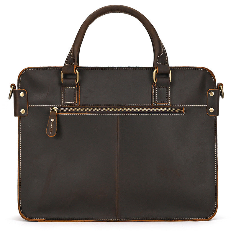 Sarah Express Retro Crazy Horse Leather Business Briefcase