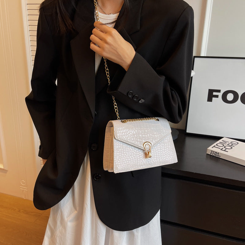 Sarah Express Crocodile-Print Chain Crossbody Bag