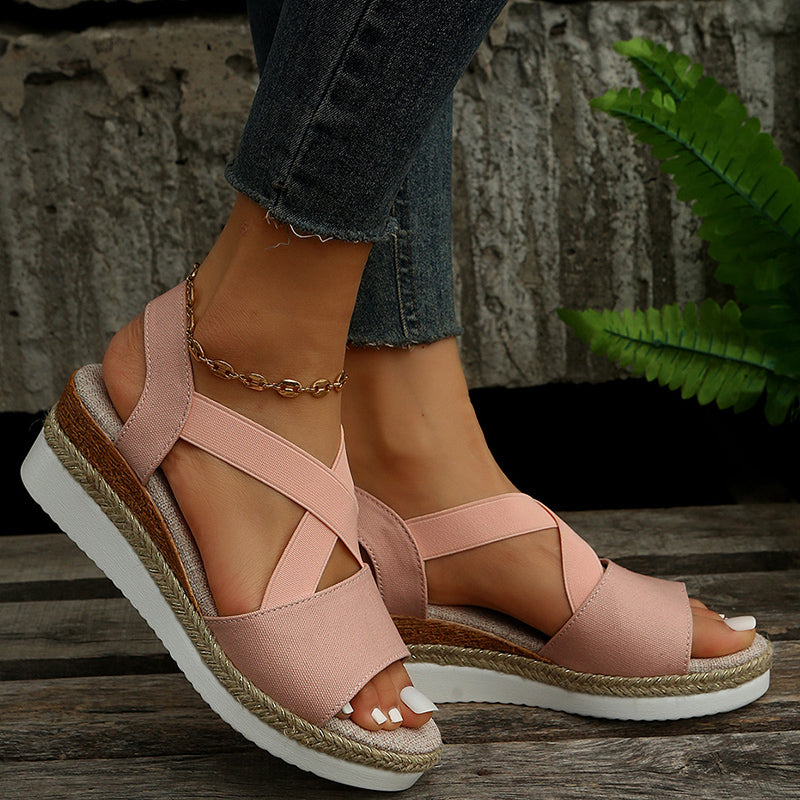 Sarah Express Cross-Strap Platform Wedge Gladiator Sandals