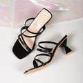 Sarah Express Square Toe Stiletto Heel Sandals Black