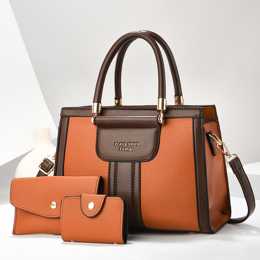 Sarah Express Multi-Pocket PU Leather Tote Bag Set