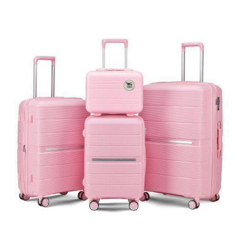 Sarah Express 4-Piece PU Leather Travel Luggage Set Pink