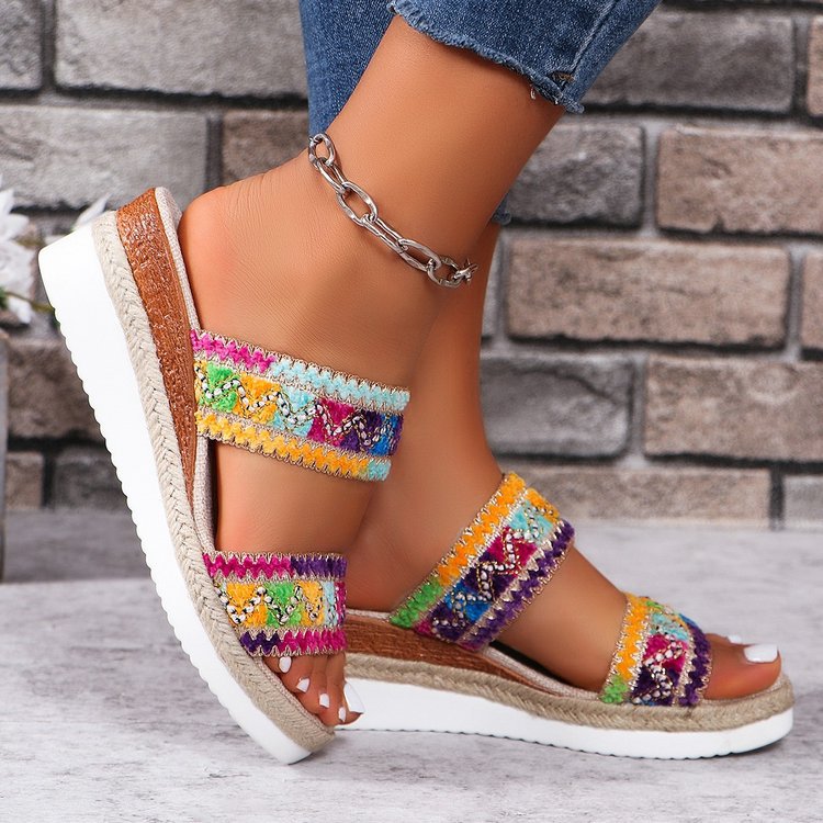 Sarah Express Woven Canvas Wedge Sandals