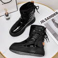 Sarah Express Velvet Lined Flat Ankle Boots Black