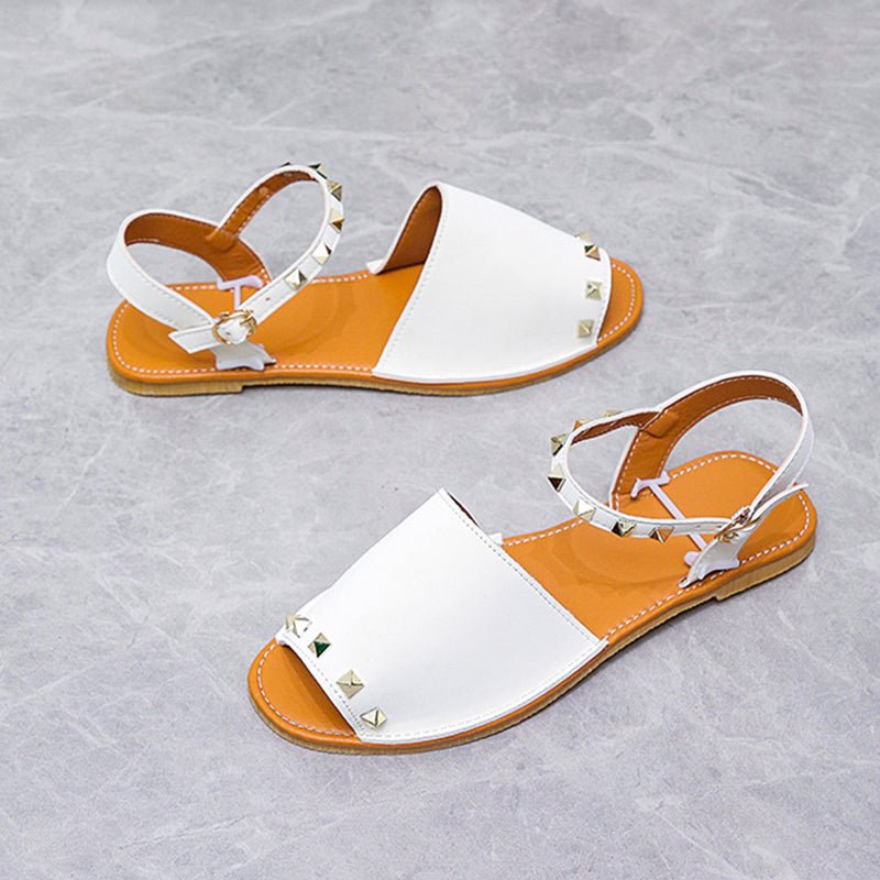 Sarah Express Women's Rivet Detail Flat Roman Sandals