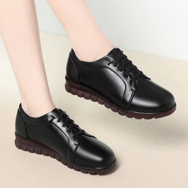 Sarah Express Women's Casual Leather Slip-On Flats Black