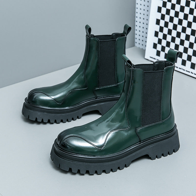 Sarah Express Men's Glossy Retro Ankle Boots