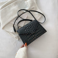 Sarah Express Crocodile Pattern Clamshell Crossbody Handbag Black