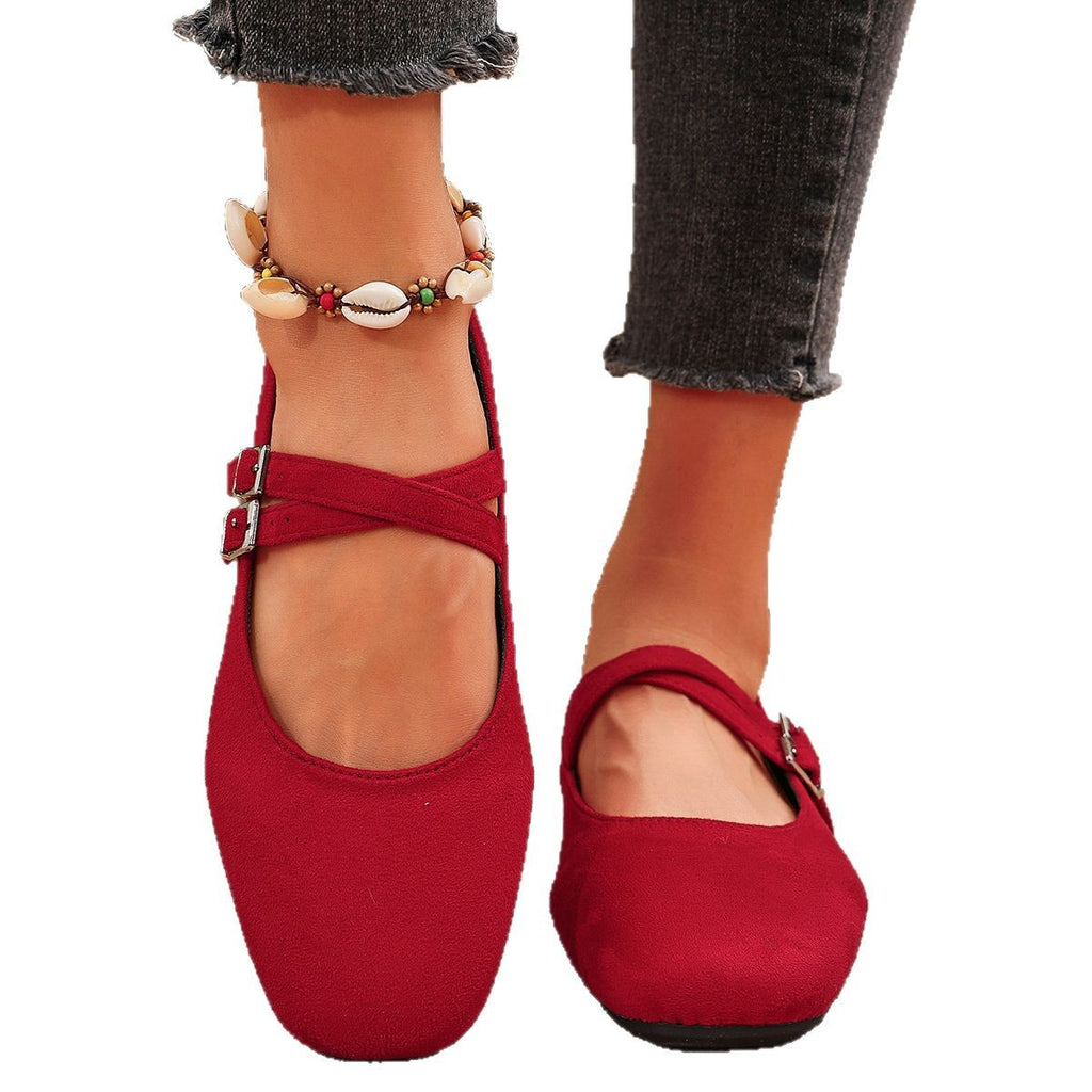 Sarah Express Women's Leopard Print Buckle Flats