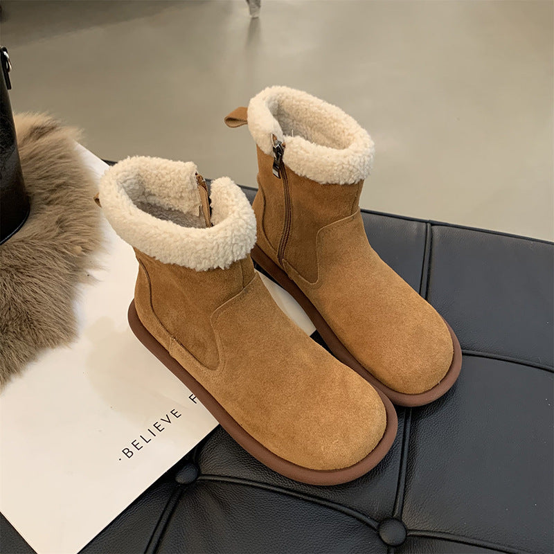Sarah Express Women's Retro Furry Ankle Boots