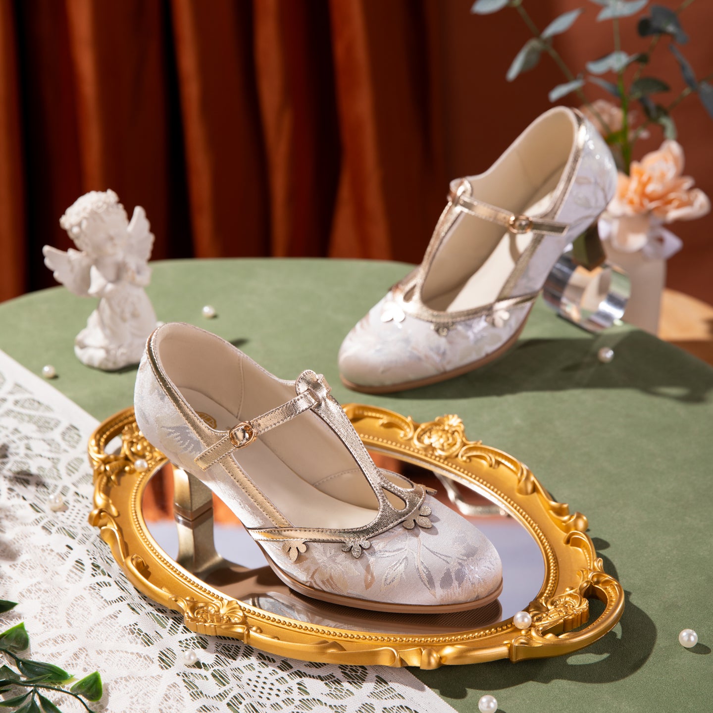 Sarah Express Velvet T-Strap Platform Stiletto Heels