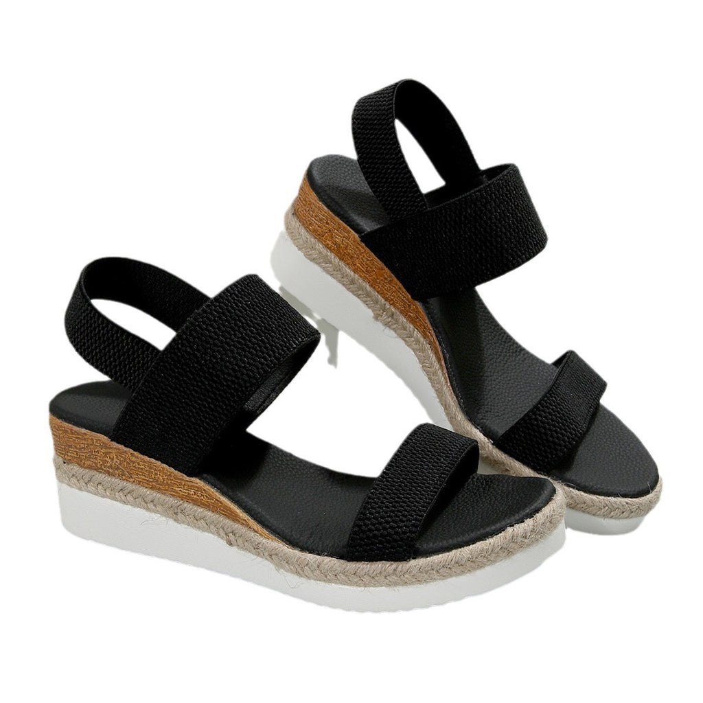 Sarah Express Elastic Strap Platform Wedge Sandals