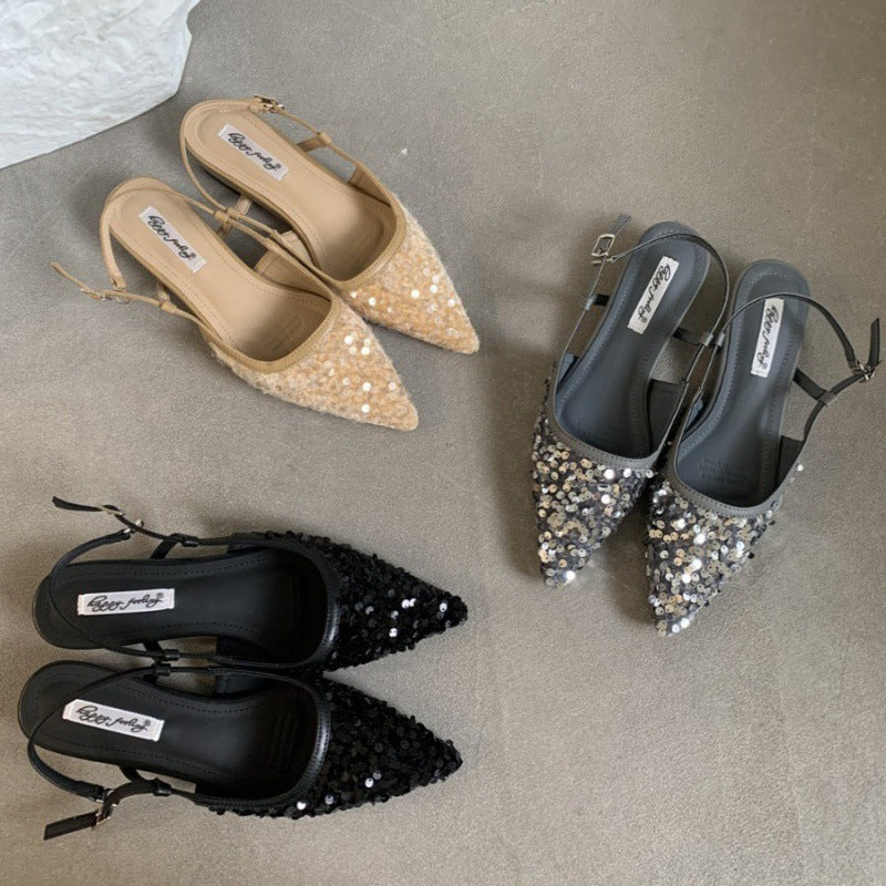 Sarah Express Sequin Pointed-Toe Slingback Pumps