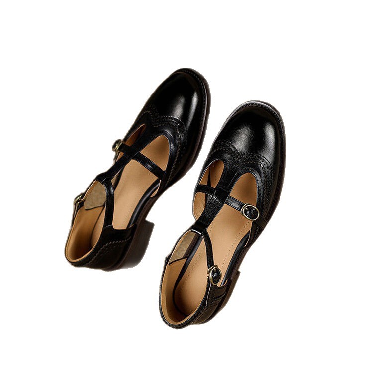 Sarah Express Women's Retro Brogue Buckle Shoes