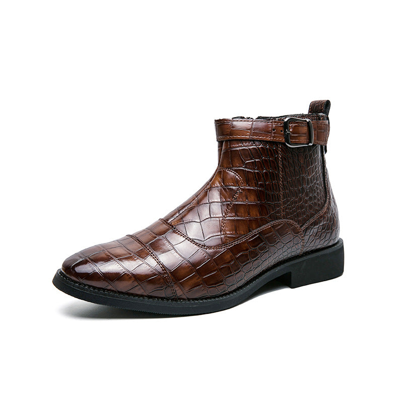 Sarah Express Men's Crocodile Pattern Pointed Toe Boots