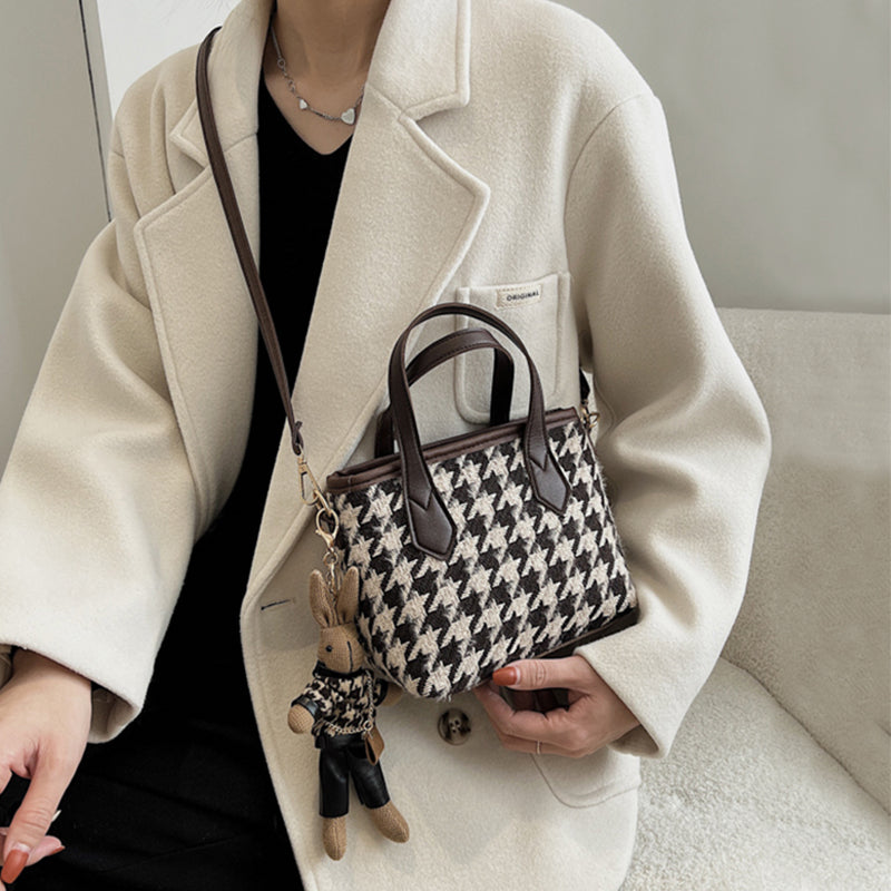 Sarah Express Houndstooth Structured Shoulder Messenger Bag