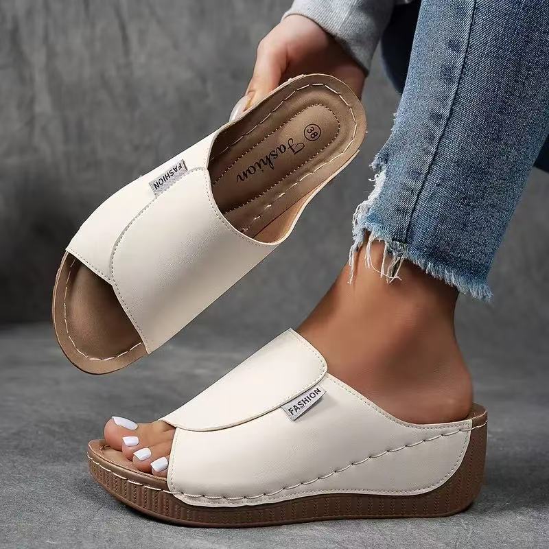Sarah Express Women's Chunky Sole Open Toe Slides