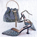 Sarah Express Crystal Embellished Pointed Toe Heel Set Black