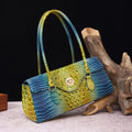 Sarah Express Crocodile Embossed Shoulder Tote Bag Blue And Yellow