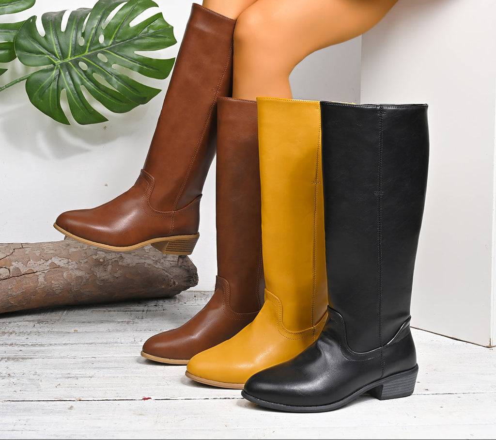 Sarah Express British Style Knee High Chunky Boots