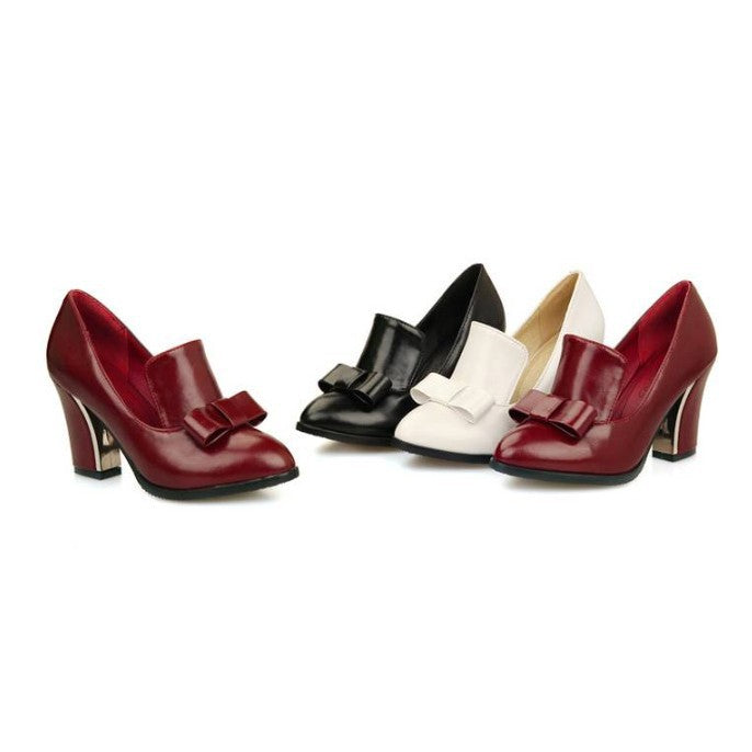 Sarah Express Chunky Heel Bow Mary Jane Pumps