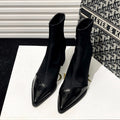 Sarah Express Pointed Toe Chunky Heel Ankle Boots Black