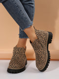 Sarah Express Leopard Print Pointed Toe Ankle Boots Leopard Brown