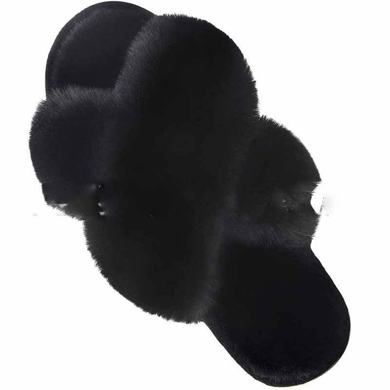 Sarah Express Fluffy Faux Fur Cross Strap Slides