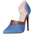 Sarah Express Denim Patchwork Stiletto Pumps Denim Blue