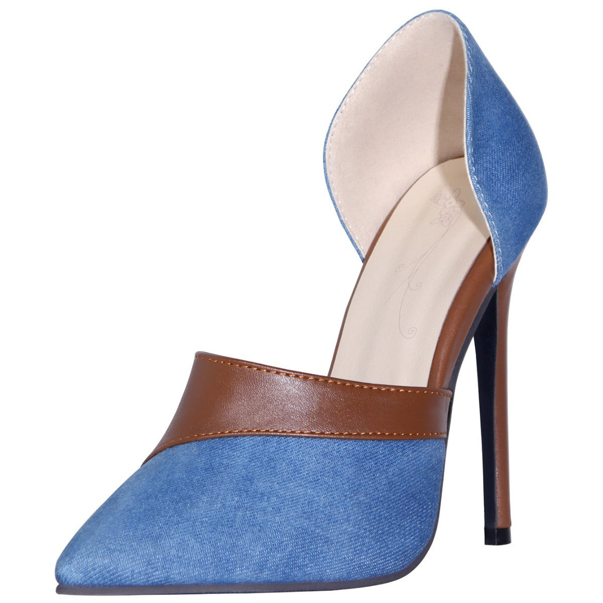 Sarah Express Denim Patchwork Stiletto Pumps Denim Blue