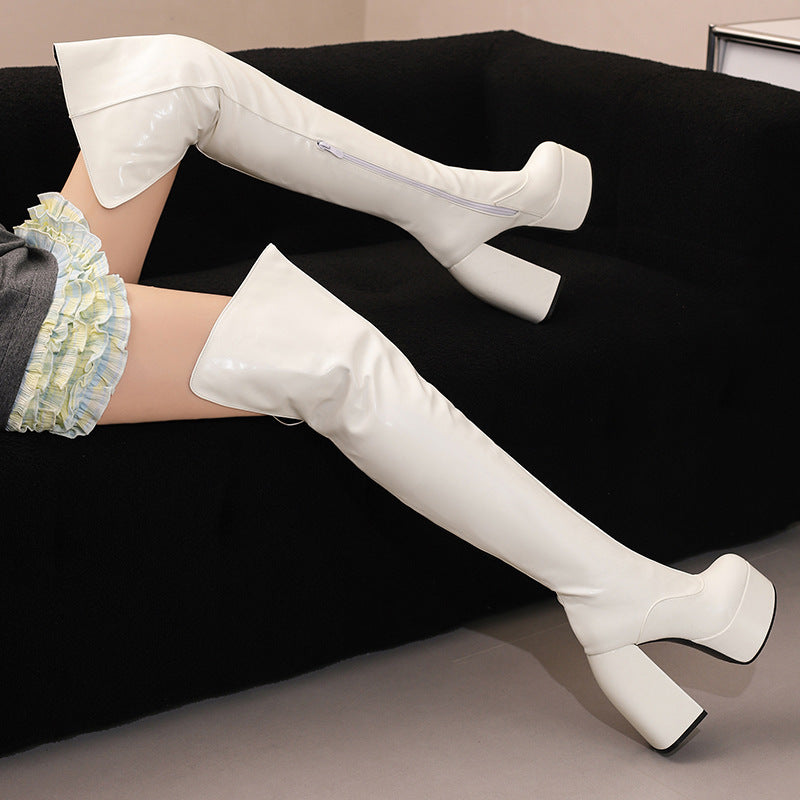 Sarah Express Over-the-Knee Chunky Heel Platform Boots
