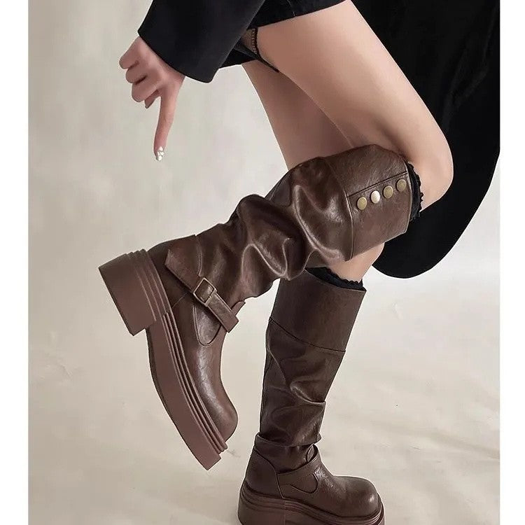 Sarah Express Chunky Block Sole Over-the-Knee Boots