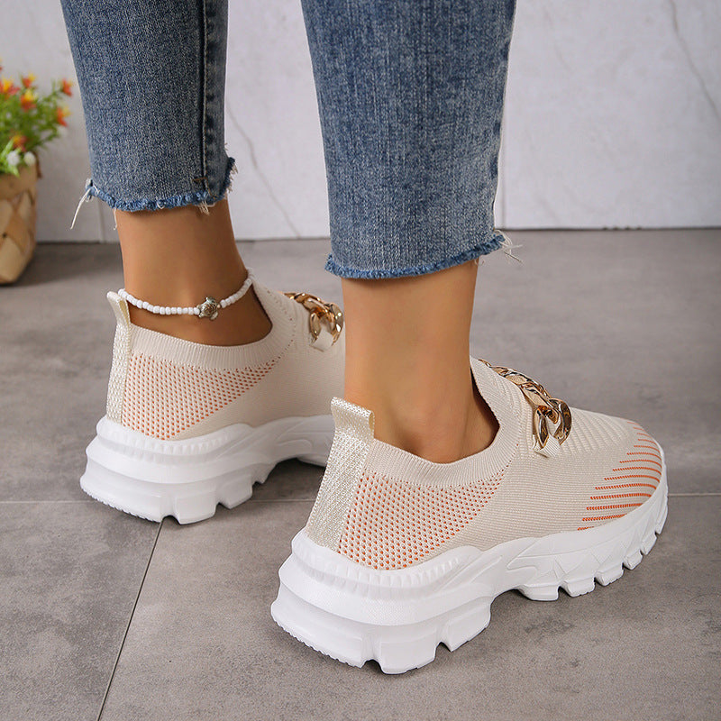 Sarah Express Women's Knit Slip-On Platform Sneakers