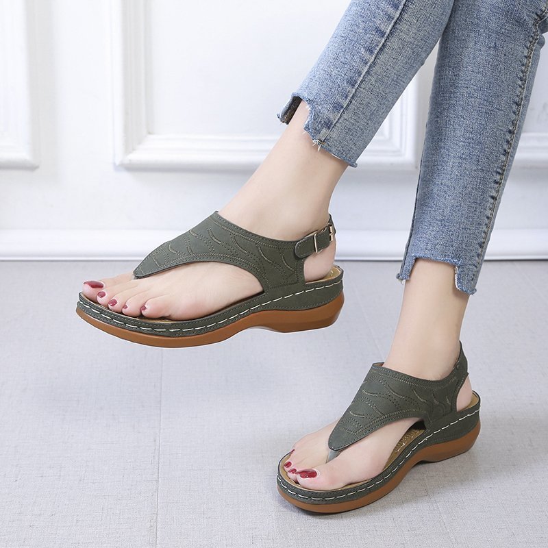 Sarah Express Casual Wedge Heel Buckle Strap Sandals