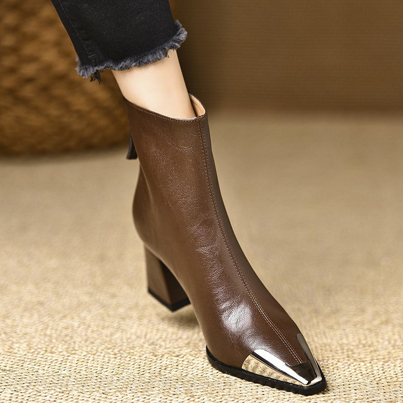 Sarah Express Pointed-Toe Chunky-Heel Ankle Boots
