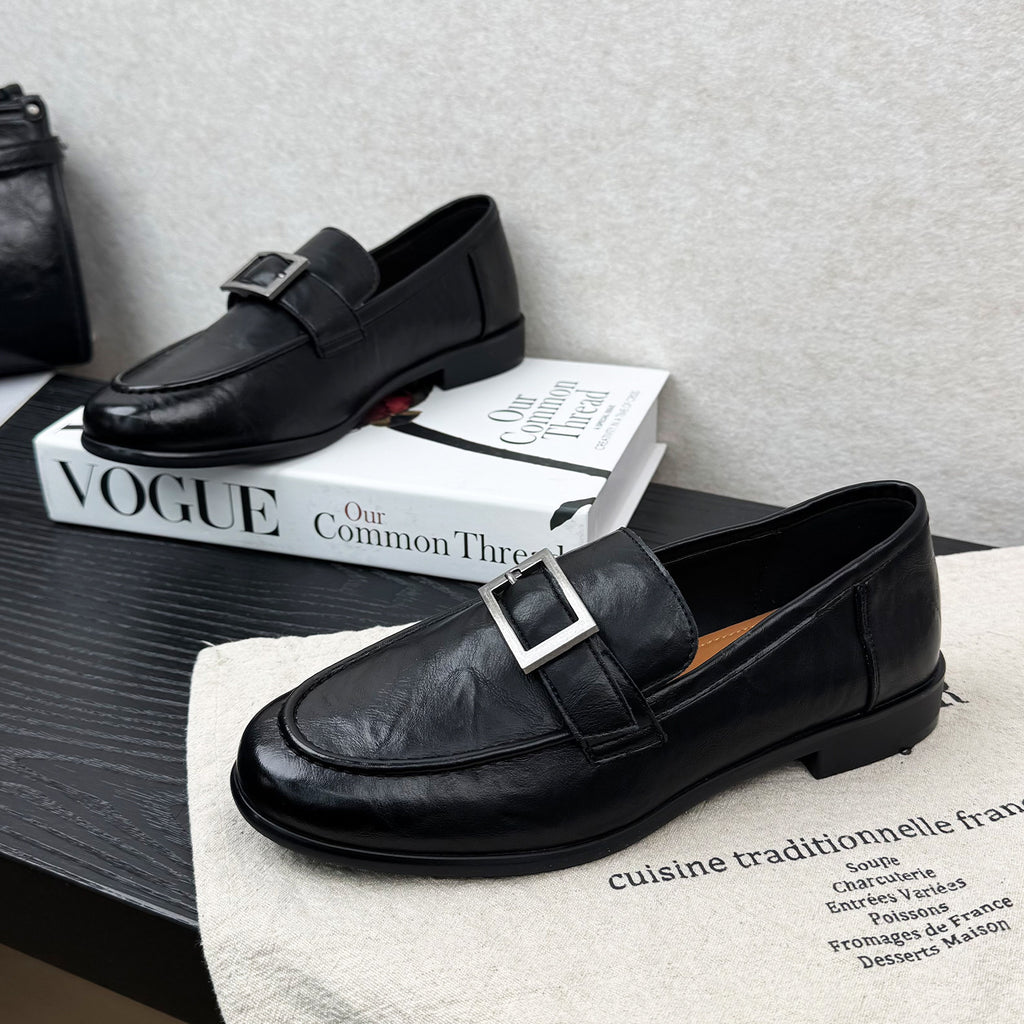 Sarah Express Round-Toe Metal Buckle Slip-On Flats