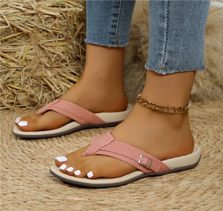 Sarah Express Women's Plus-Size Flat PU Sandals