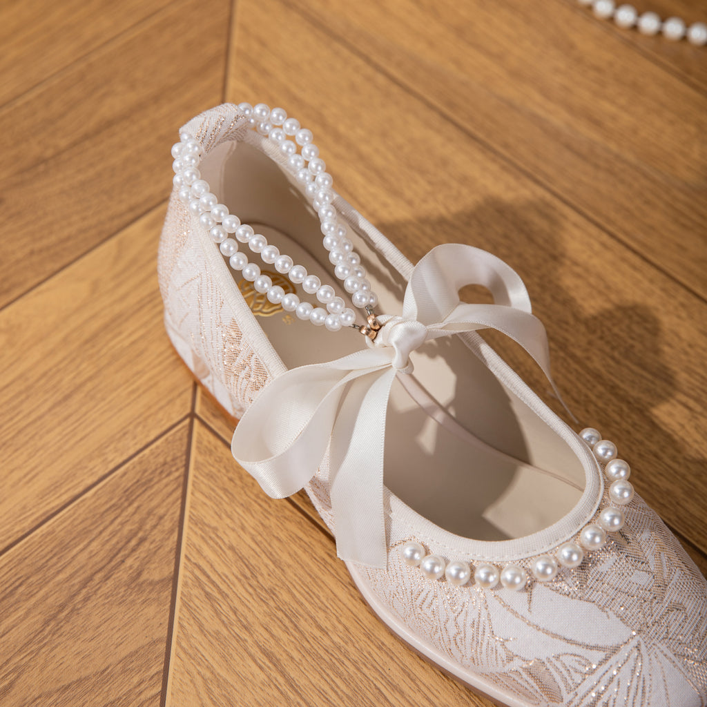 Sarah Express Jacquard Mary Jane Low Heel Shoes