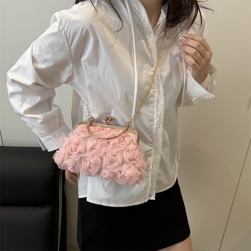 Sarah Express Rose Pattern Chain Strap Crossbody Bag
