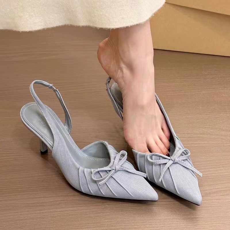 Sarah Express Bow-Tie Pointed Toe Mid Heel Sandals