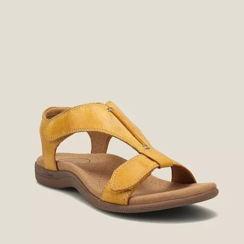 Sarah Express Platform Wedge Velcro Strap Sandals Yellow