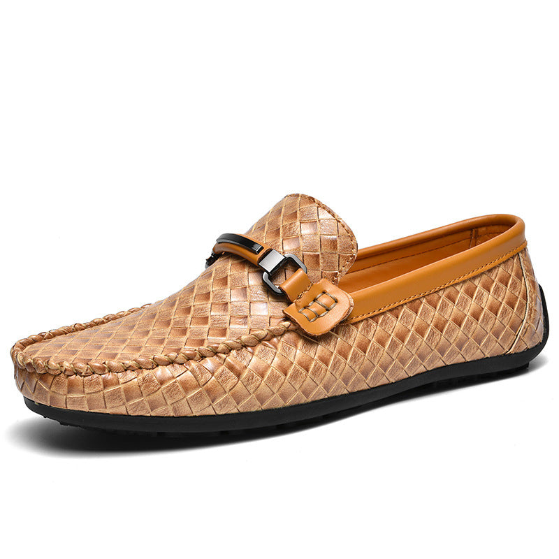 Sarah Express Men's Woven Texture Casual Loafers Brown