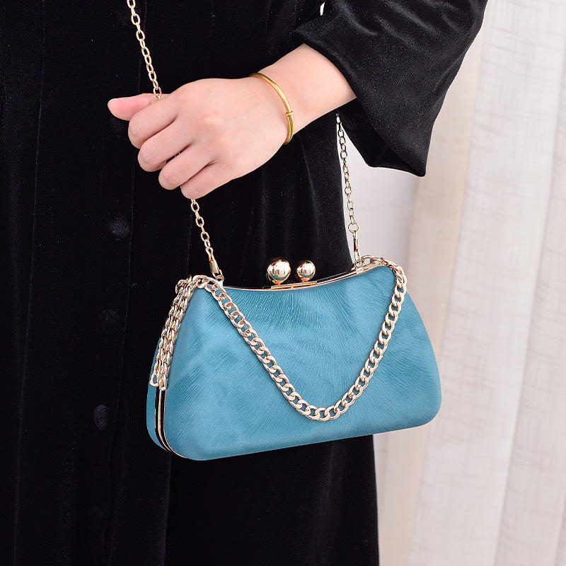 Sarah Express Embossed Chain Lock Evening Crossbody Bag