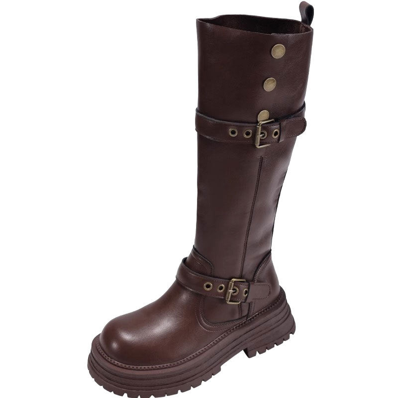 Sarah Express Retro Chunky Heel Knee High Boots