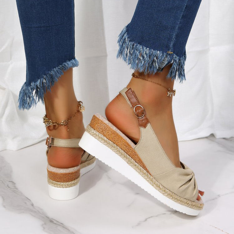Sarah Express Bow Detail Platform Peep Toe Sandals