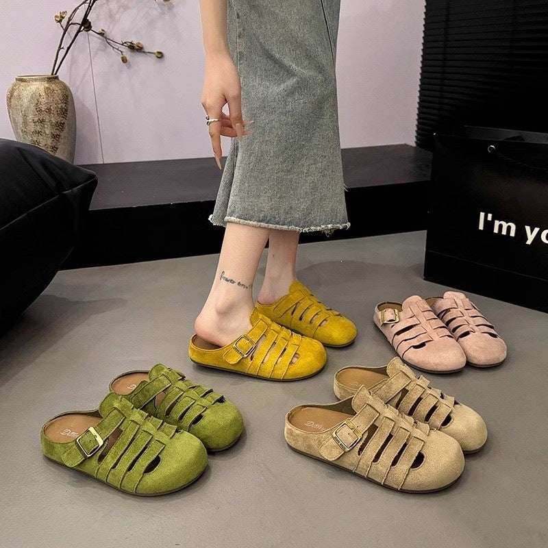 Sarah Express Women's Suede Round-Toe Casual Sandals