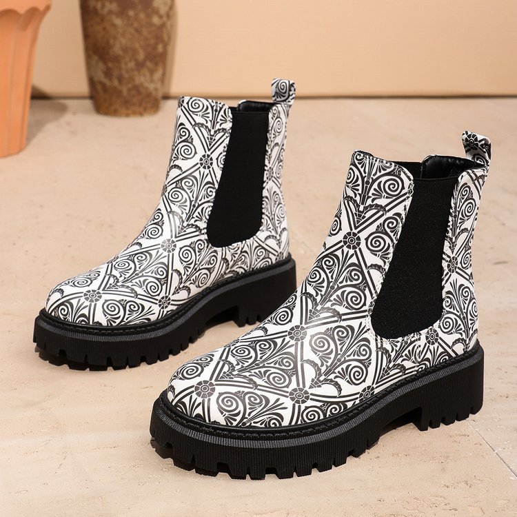 Sarah Express Color Block Mid-Calf Slip-On Boots Black