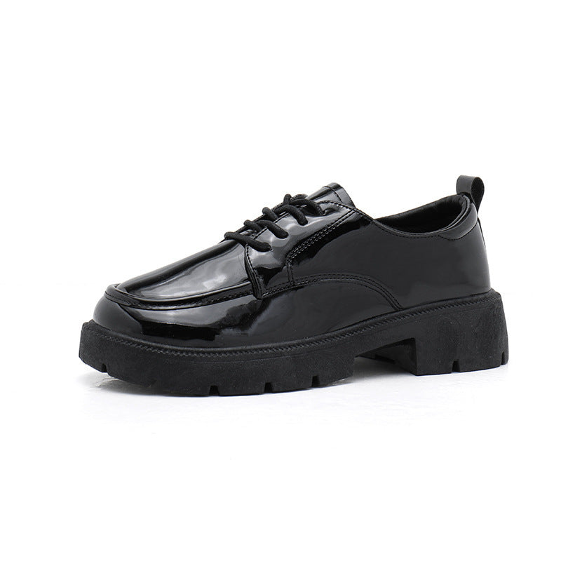 Sarah Express British-style Chunky Heel Lace-up Loafers