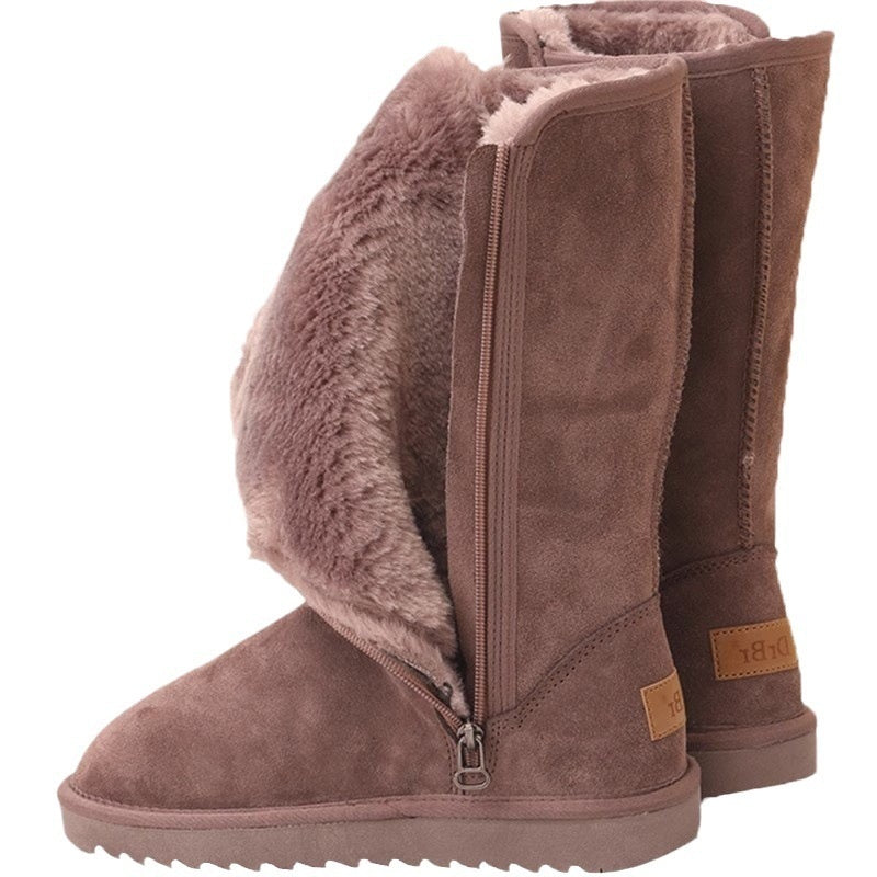 Sarah Express Fleece-Lined Suede Winter Boots Side Zipper