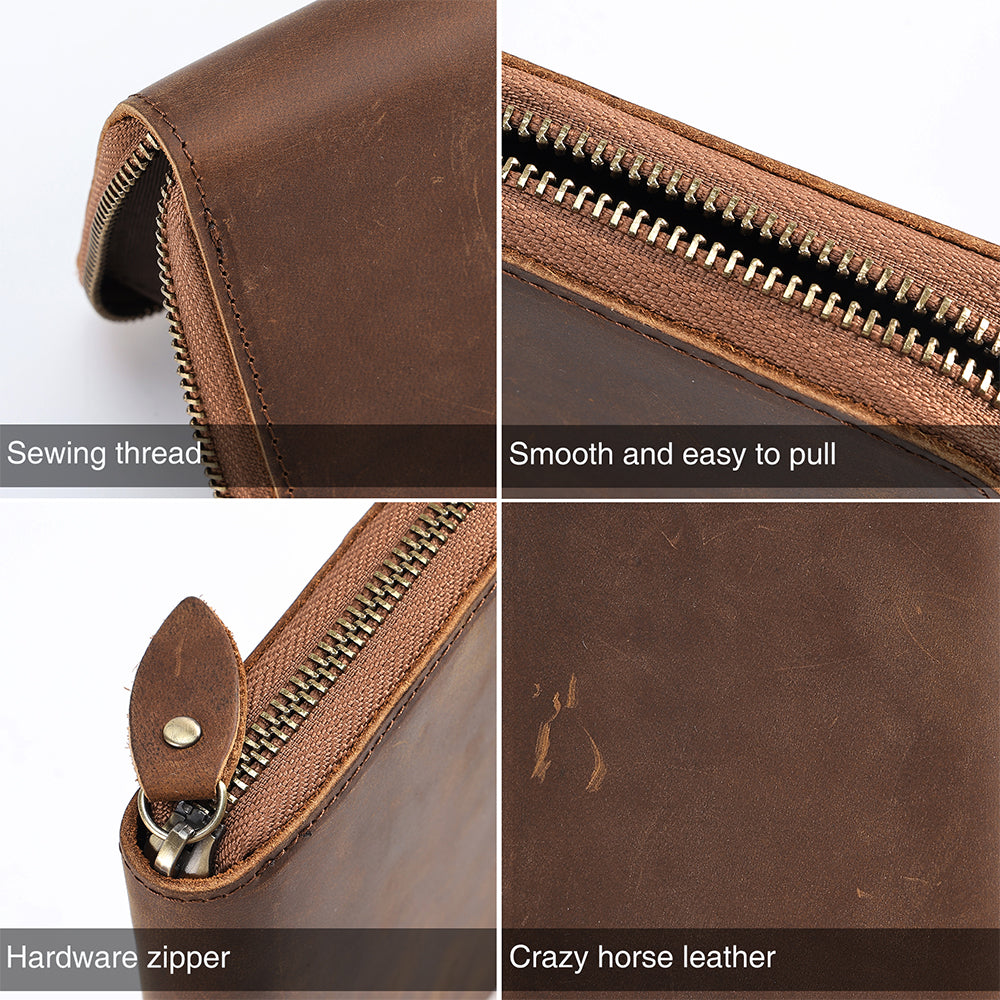 Sarah Express Long Leather Wallet With Zipper Closure